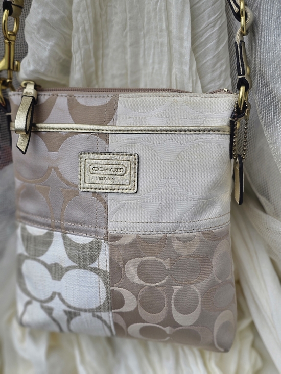 Coach Handbags - Coach Patch Patchwork Signature Crossbody Bag in Neutral Beige